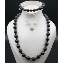 Siyah İnci Oltutaşı Oltu Taşı ve Akik Taşı Kadın Kolye SK000142