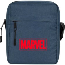 Zepplin Giyim Marvel Logo Omuz Çantası Fermuarlı Lacivert Renk