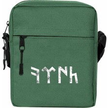 Zepplin Giyim Göktürkçe Türk Omuz Çantası Fermuarlı Yeşil Renk