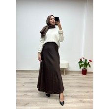 Vazıradk Çam Kesim Lastikli Saten Uzun Etek