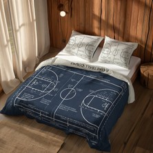 The Lucid Lab Basketball Court Navy Blue & Ivory Çift Taraflı Nevresim Takımı - 200 cm x 220 cm