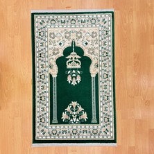 Mevlana Bazaar Geleneksel Motifli Yünlü Seccade Koyu Yeşil
