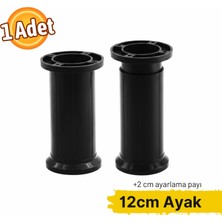Badem10 Ayarlanabilir 1 Adet 12 cm Siyah Plastik Ayak Dolap Mobilya Tezgah Yükseltici Yükseltme Ayağ