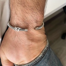 Simurg Jewellery Gümüş Elyazısı Harfli Beyaz Çelik Bileklik