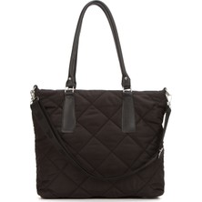 Newish Polo Kadın Kapitone Kumaş Uzun Askılı El ve Omuz Çantası – Siyah – NEWPOLO365