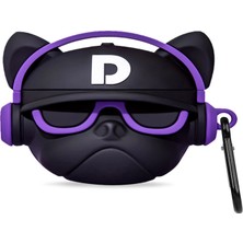Caseonn Apple Airpods 4.nesil/anc Kılıf Karakter Figürlü Gözlüklü Bulldog Mor