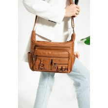 Baginn Y.s.deri Kadın Postacı Çanta Çok Cepli 30*20 cm Vegan Deri Bayan Çapraz Askılı Omuz Çantası