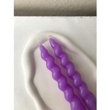 Studio Mavera 2'li Mor Dekoratif Burgulu Şamdan Mumu - Dekoratif Renkli Şamdan Mum