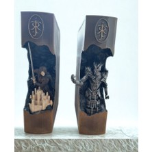 Yaratıcı Sanatlar Atölyesi El Boyama 2'li Aragorn & Sauron Taş Döküm Kitap Tutucu Book Nook