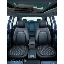 Mini Cooper F55 2015 ve Sonrası - 5 Kapı Ön ve Arka Takım Koltuk Minderi Siyah Deri Beyaz Dikişli