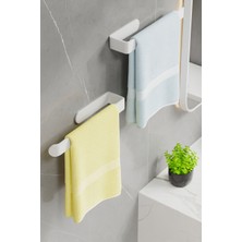 Alper Banyo Beyaz Lüks Tasarım Lamalı Solo Havluluk, Peçetelik | Güçlü Yapışkan Özelliği ile Düşmeyen Havluluk