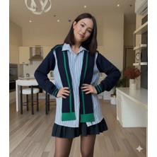 Cemo Spor Şık Bisiklet Yaka Katmanlı Gömlek Süveter Yelek