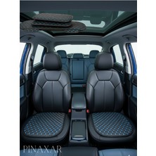 Opel Zafira B 2005 2014 Ön ve Arka Takım Koltuk Minderi Kılıf Siyah Suni Deri Mavi Dikişli