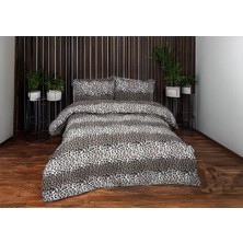 Lila Moon Leopar Desenli Larina Çift Kişilik Nevresim Takımı