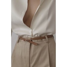 H&E Design Kadın Gold Tokalı Ince Pantolon, Gömlek, Ceket, Elbise, Kazak Kemeri