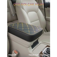 Renault Clio 4 2012-2018 Deri Oto Kolçak Kılıfı Örtüsü Prime Süngerli Sarı Nakışlı