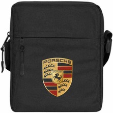 Zepplin Giyim Porshe Logo Omuz Çantası Fermuarlı Siyah Renk