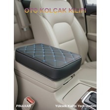  Bmw X5  (2013- F15) Deri Oto Kolçak Kılıfı Örtüsü Prime Süngerli Mavi Nakışlı