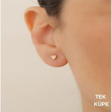Bayar Gold 14 Ayar Altın Minimal Tekli Kalp Küpe