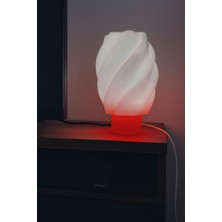 LayerForge Modern Spiral Desenli LED Gece Lambası 14X24 – Pla Plastik Çevre Dostu, Enerji Tasarruflu Dekoratif Masa ve Komodin Lambası