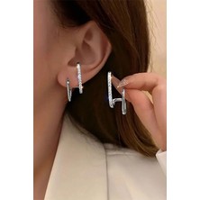 H&E Design Kadın Gümüş Zirkon Tasarım Küpe