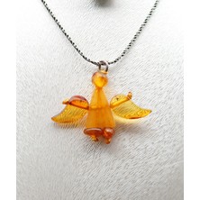 Siyah İnci Oltutaşı Kehribar Melek Kolye SK000154