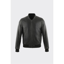 Elle Siyah Deri Erkek Ceket