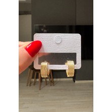 H&E Design Kadın Gold Kapamalı Minimal Küpe