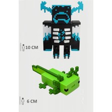 Minecraft Warden ve Yeşil Aksolotl Axolotl Set Hareketli Eklemli Figür