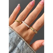 H&E Design Kadın 3'lü Vintage Ayarlanabilir Premium Yüzük Seti