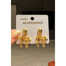 H&E Design Kadın Gold Sallantılı Fiyonk Küpe