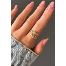 H&E Design Kadın Gold Tüy Kararmaz Ayarlanabilir Yüzük