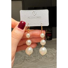 H&E Design Kadın Incili Sallantılı Küpe