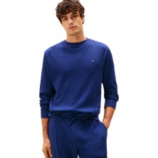 Tommy Hilfiger Erkek Mavi Waffle Sweatshirt UM0UM03620