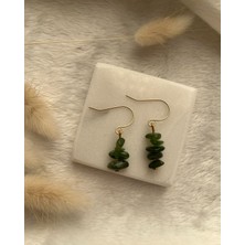 Pel Design Kanada Yeşim Taşı Altın Kaplama Sallantı Küpe