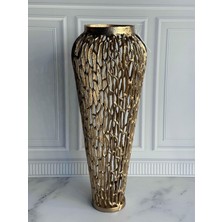 Rossev Antik Eskitme Gold Delikli Vazo-72 cm