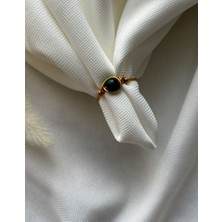 Pel Design Malahit Taşı Ayarlanabilir Altın Renk Tel Yüzük