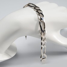 Silvalli 300 Mikron Rodyum Figaro Gümüş Bileklik