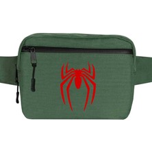 Zepplin Giyim Spider-Man Logo Bel Çantası Fermuarlı Yeşil Renk