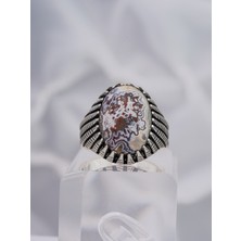 Yıldırım Dokulu Doğal Taşlı Erkek Gümüş Yüzük – Özel ve Karakterli Model