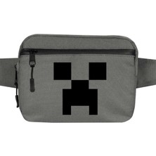 Zepplin Giyim Mine-Craft Creeper Face Bel Çantası Fermuarlı Gri Renk