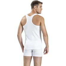 Jiber Erkek 6'lı Beyaz Sporcu Rambo Askılı Atlet