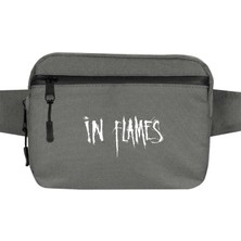 Zepplin Giyim In Flames Logo Bel Çantası Fermuarlı Gri Renk