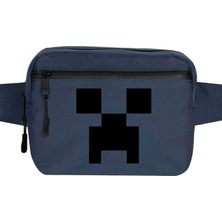 Zepplin Giyim Mine-Craft Creeper Face Bel Çantası Fermuarlı Lacivert Renk