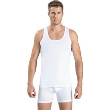 Jiber Erkek 6'lı Beyaz Askılı Likralı Atlet