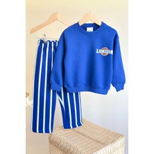 Miniğimin Cicileri Londan Baskılı Çizgili Erkek Çocuk 2 li takım - Lacivert