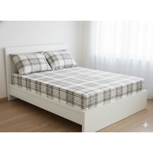 Maki Home Makiteks %100 Pamuklu Ekose Çizgili 160X200+2*(50X70) cm Çift Kişilik Lastikli Çarşaf Takımı