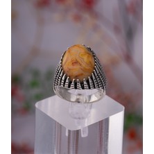 Yıldırım Sarı Doğal Taşlı 925 Ayar Gümüş Erkek Yüzük – Karakterli ve Özgün Tasarım