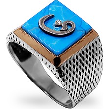 Besen Gümüş Firuze Taşlı Vav Gümüş Yüzük