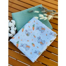 Fulya Tuhafiye Ftbabycollection %100 Pamuk 2'li Müslin Bebek Battaniye Seti Oeko-Tex Sertifikalı Müslin örtü 80 x 90 cm
